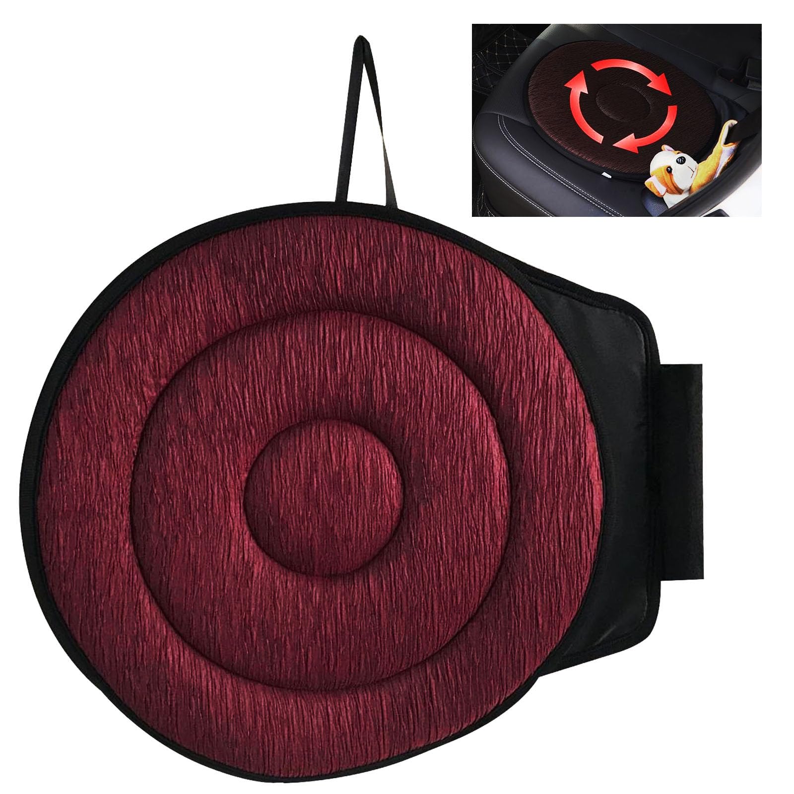 360 Rotating Seat Cushion for Car,Swivel Car Seat for Car for Elderly Support, Non Slip, Memory Foam, Ergonomic Design (Claret)